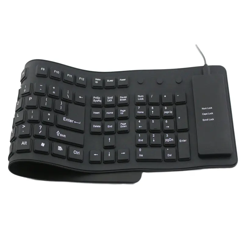 Layout usa 109 tasti tastiere morbide per laptop tastiere cablate USB tastiera pieghevole morbida in silicone flessibile USB