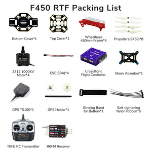 Eğitim radyolink DIY Quadcopter ARF F450 kitleri Crossflight ve verici T8FB ve GPS ile TS100 RTF F450 RC kiti birleştirin - Product Image 6