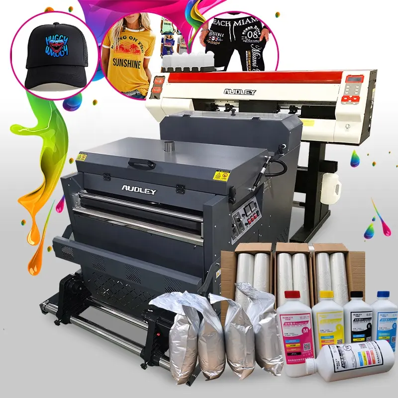 Audley 60cm DTF Printer t-shirt Printing Machine Direct to Film Printer con Powder Shake Machine 2 XP600/i3200 testina di stampa L1800