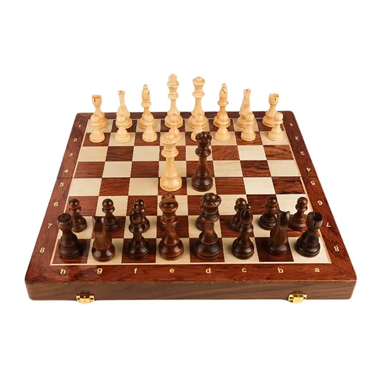 Деревянный складной Шахматный набор 34x34 см, войлочная игра, деревянная Магнитная Шахматная настольная игра