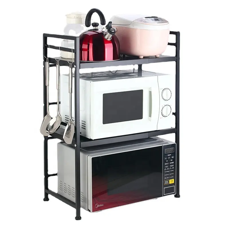 Esho-estante de almacenamiento para horno microondas, estante retráctil de 3 niveles para horno de cocina