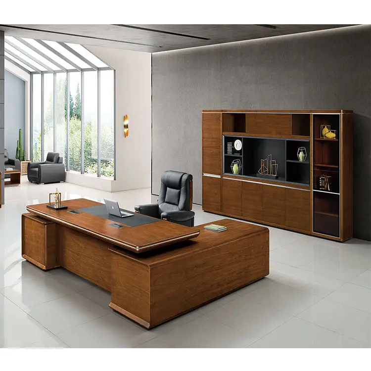 Muebles de oficina de estilo europeo real, escritorio Ejecutivo/Boss/CEO, FOH-PUH-D0118