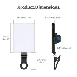 Yüksek güç 60 LED 2000mAh şarj edilebilir CRI 95 3 işık modları Tablet selfi ışığı için selfi ışığı taşınabilir klip - Product Image 4