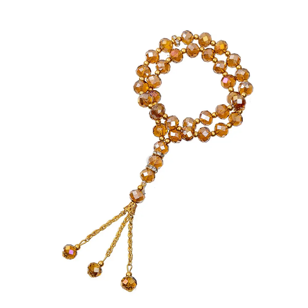 Risingmoon Islam Crystal 10mm catena rosario in vetro preghiera Tasbih musulmana 33 pezzi collana di perline