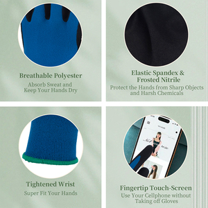 Biểu Tượng Tùy Chỉnh Người Đàn Ông Công Nghiệp Grip Nhiệm Vụ Nặng Nề An Toàn Xây Dựng Cao Su Vườn Găng Tay Ngón Tay Bảo Vệ Nitrile Găng Tay Tráng Găng Tay - Product Image 4