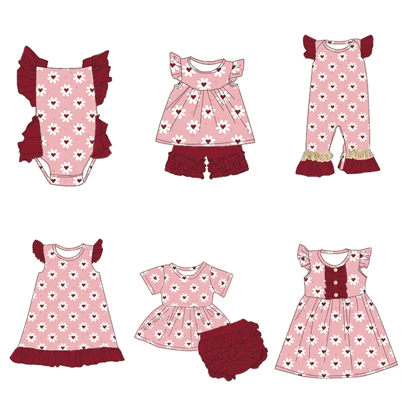 Fuyu all'ingrosso personalizza OEM ODM floreale mucca bambino ragazze adolescenti set di abbigliamento pantaloncini bambini outfit set