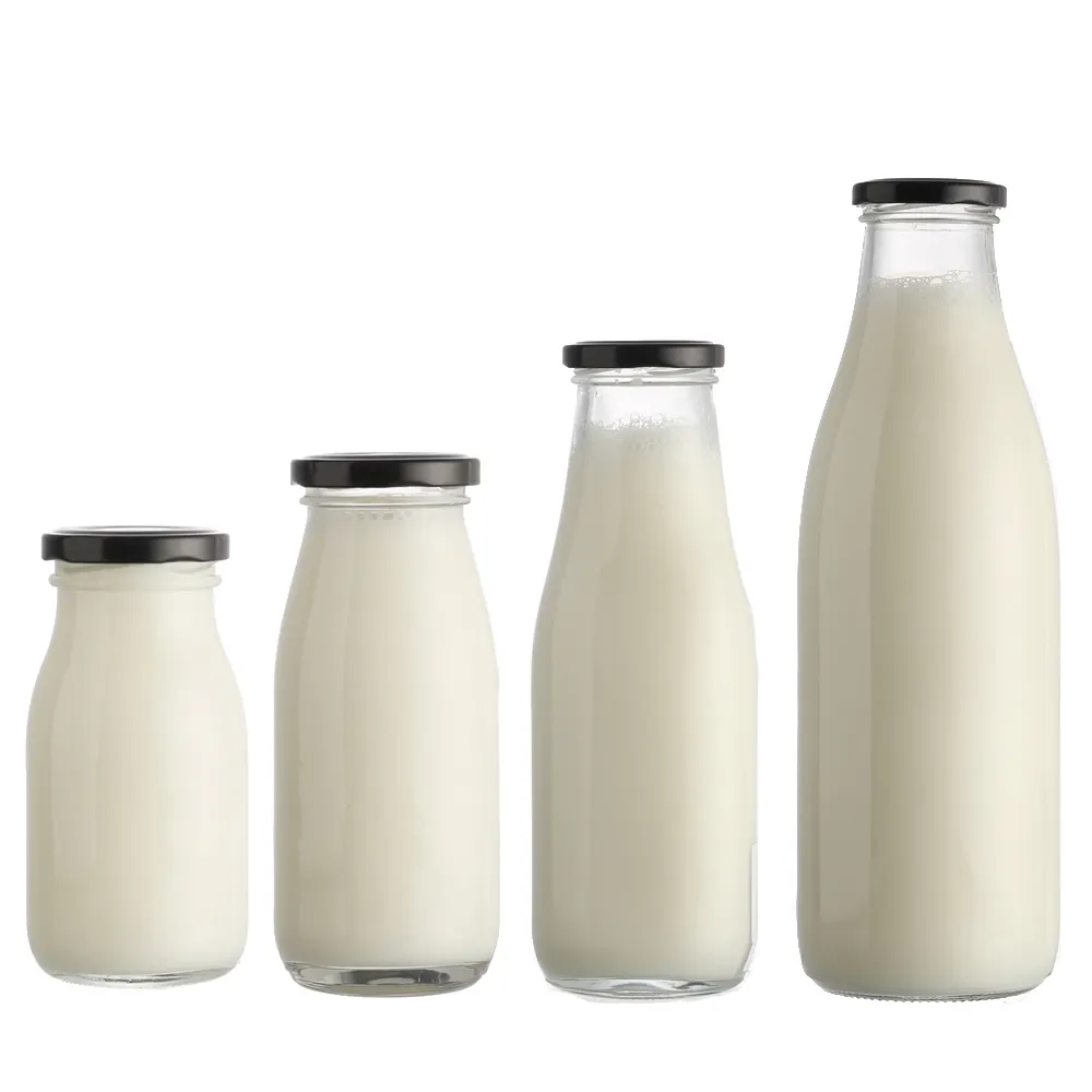 200ml 250ml 500ml 1 litro botellas de bebidas de vidrio vacías al por mayor de leche botellas de jugo