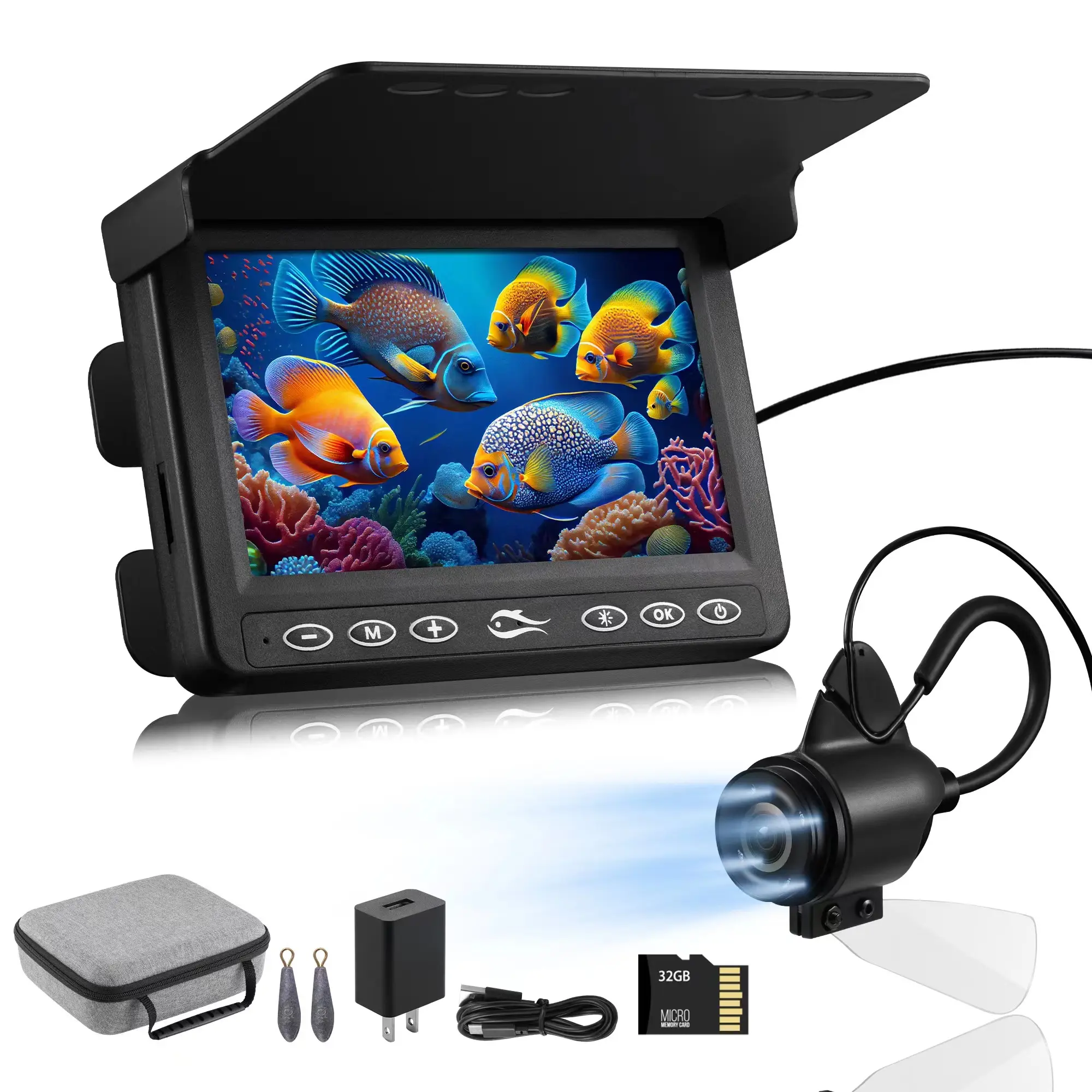 Macchina fotografica subacquea per la pesca con la potenza della batteria videocamera per immagini migliorate