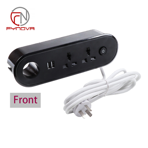 Enchufe eléctrico extraíble para mesa de conferencias con 2 puertos USB, enchufe de extensión con abrazadera para escritorio de oficina, 2 salidas de CA