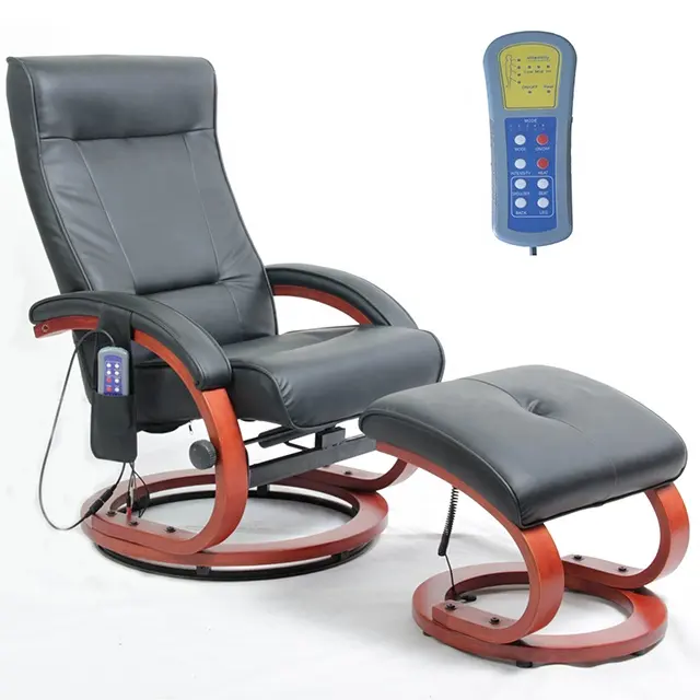 Venta directa de fábrica, silla de TV reclinable de masaje con Base de madera relajante con reposapiés