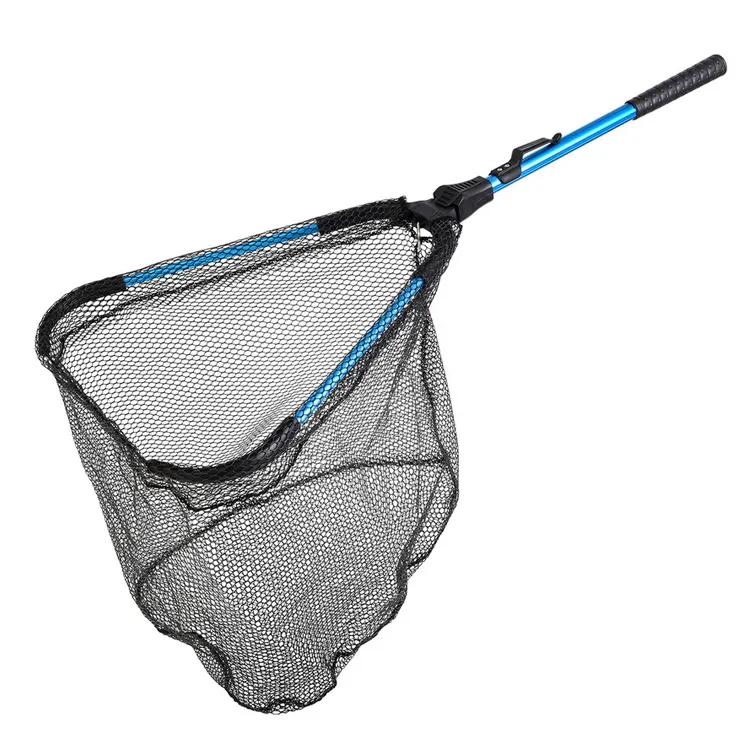 Easy Catch Release Rubber Gecoate Mesh Inklapbare Telescopische Paal Handvat Vlieg Kajak Meerval Vissen Vissen Hengels Landingnet