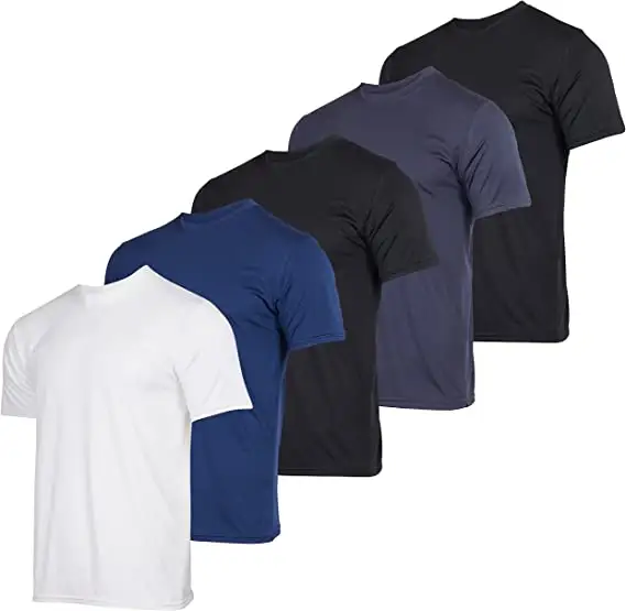 Impressão de tela personalizada Active Athletic Men Secagem Rápida 100 Poliéster Umidade Wicking Black T Shirt Desempenho Atacado