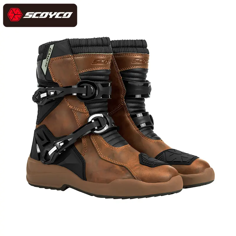 SCOYO Moto Bottes D'équitation Moto Hors Route Équipement De Commutation Rallye Chaussures Moto Étanche, Anti chute et Chaud Vent