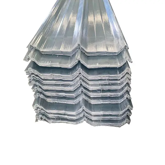 Hoja de techo de fibra de vidrio translúcida Hoja Frp Paneles de techo corrugado Fabricación Plásticos reforzados con fibra de vidrio Azulejo FRP