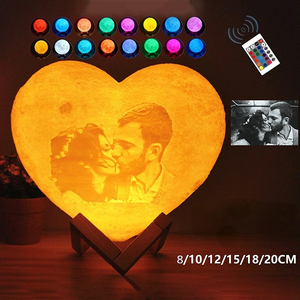 Factory Direct Sales of 3D Printed Heart-shaped Moon <strong>Lamp</strong> USB <strong>Charging</strong> Small <strong>Lamp</strong> Remote Control Can Be Customized Patterns - Product Image 3