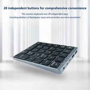 Teclado digital Bluetooth de aleación de aluminio de 28 teclas Teclado digital de contabilidad financiera Función HUB Teclado digital