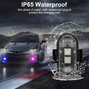 ไฟแฟลช LED ไร้สาย4ชิ้นพร้อมรีโมทคอนโทรลไฟเตือนฉุกเฉิน LED 8สีกันน้ำกันการชน - Product Image 5
