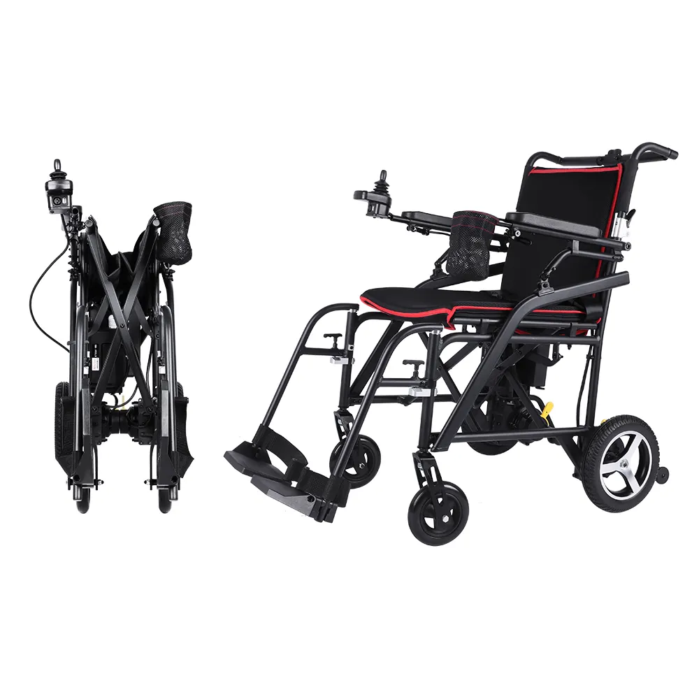 Silla de ruedas eléctrica plegable para conducir todo terreno, silla de ruedas ligera para viajes al aire libre para ancianos