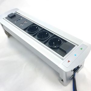 Aleación de aluminio 220V 250V 16A Motorizado Oculto Girado Alemania Flip up Socket de escritorio con cargador USB y caja de cable de datos - Product Image 6