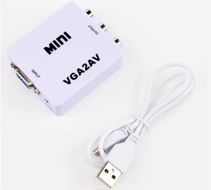 1080P Mini <strong>VGA</strong> to AV RCA Converter with 3.5mm Audio VGA2AV CVBS Adapter PC to HD TV Media Convertor Convert for NTSC PAL SXGA - Product Image 2