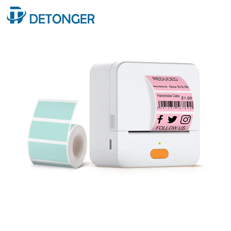 DETONGER P1 Printer Label termal tanpa tinta 20-58mm label warna kode QR harga Tag mesin Printer