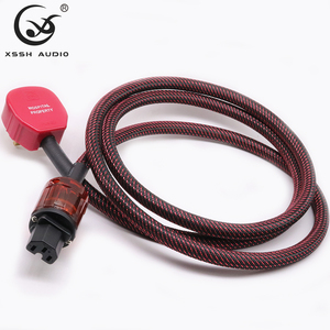Elektrik hattı XSSH YIVO DIY HIFI toptan kırmızı İngiltere sürüm tak IEC dişi fiş 16mm Dia. Bakır AC güç kablosu güç kabloları kabin - Product Image 2
