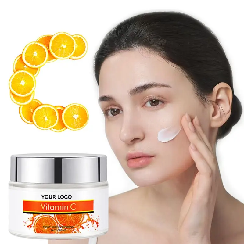Crema de vitamina C para la eliminación de manchas oscuras, hidratante, antienvejecimiento, reparación de la piel, crema facial de vitamina C con etiqueta privada