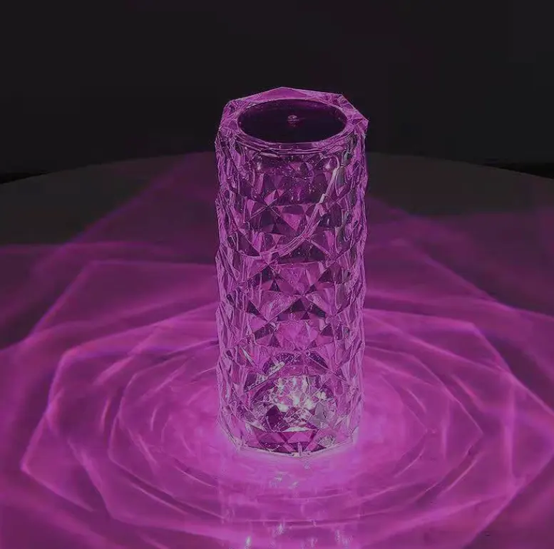 Kristal masa lambası gül lambası dokunmatik kontrol 3 renk değiştirme kristal masa lambası