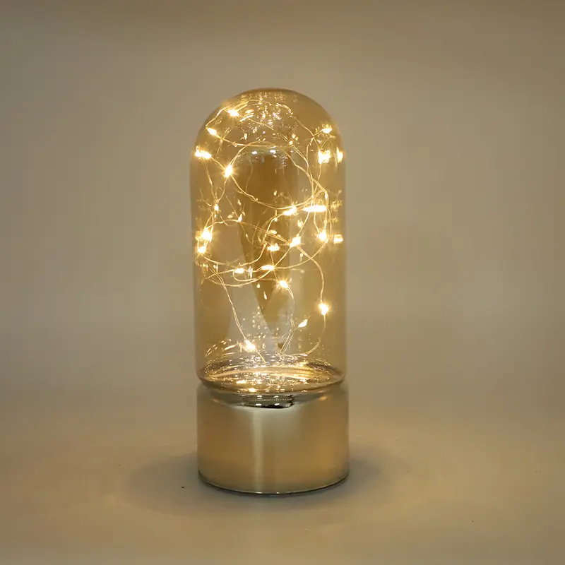 Imanel Klarglas Kuppel Cloche LED Lichterketten mit Metall basis