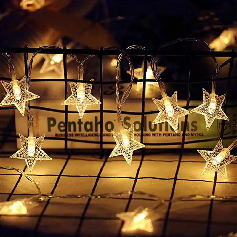 Lampu LED Dekorasi Taman Pohon Natal Pesta Tahan Air Luar Ruangan Lampu Senar Bintang untuk Pernikahan