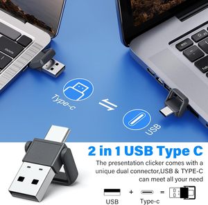 Clicker di presentazione 2-in-1 USB tipo C, telecomando presentatore Wireless ricaricabile, Clicker per presentazioni PowerPoint laser rosso - Product Image 5
