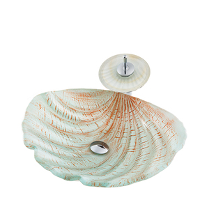 贝壳形状多色设计师台面盆手工雕刻水槽 - Product Image 1