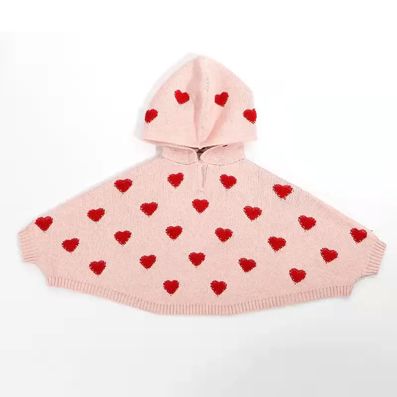 Bán Buôn Ngày Valentine Trẻ Em Quần Áo Hàn Quốc Bat Tay Áo Dày Tim Áo Len Hoodies Bông Mềm Bé Gái Áo Len