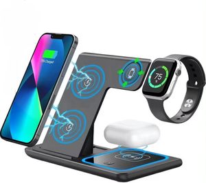 ホット3 in 1ワイヤレス充電器Samsung Watch 6 5 Pro急速充電ステーションiPhone用ワイヤレス充電器スタンドLEDライト付き - Product Image 1