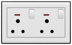Güney afrika tipi duvar elektrik soketi, 15A 250V çift 3Pin priz 2 Gang anahtarı ile