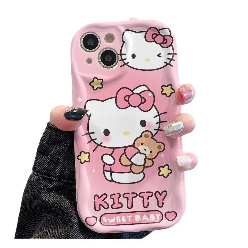 Vente en gros coque de téléphone portable personnalisée Hello Cute Kawaii kitty antichoc 3D housse de téléphone anime en silicone pour tous les téléphones