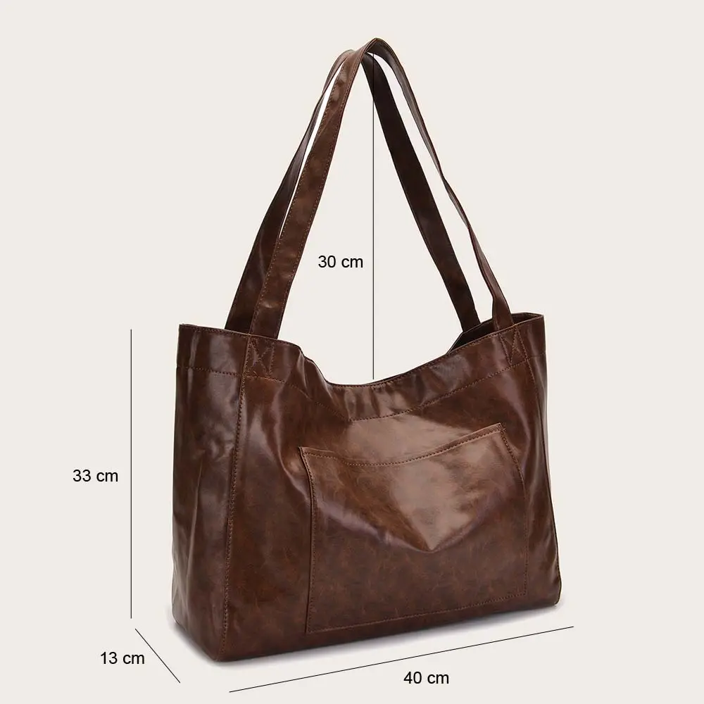 Retro Leder Brown Tote Bolsos Femeninos Einkaufstasche mit Tasche und Reiß verschluss Mode Damen Handtasche Tote Leder Handtasche für Frauen