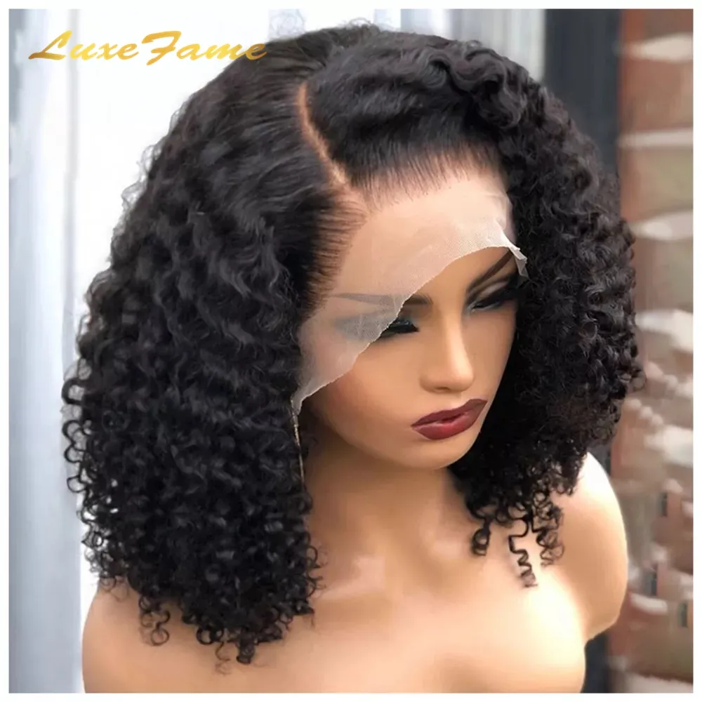 Barato preto trançado curto cabelo humano perucas Bob, cabelo humano encaracolado peruca livre do laço amostra, Glueless pronto para usar perucas com cabelo do bebê