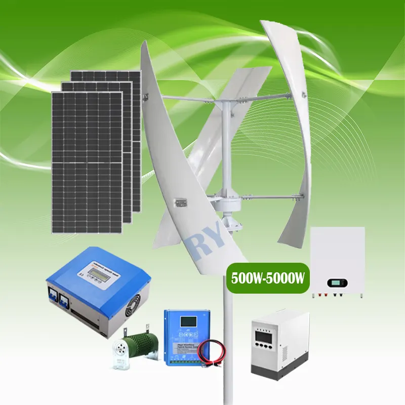 Generatore di Turbine eoliche da 5KW e pannelli solari da 5KW sistema di energia ibrida sistema solare eolico per uso domestico