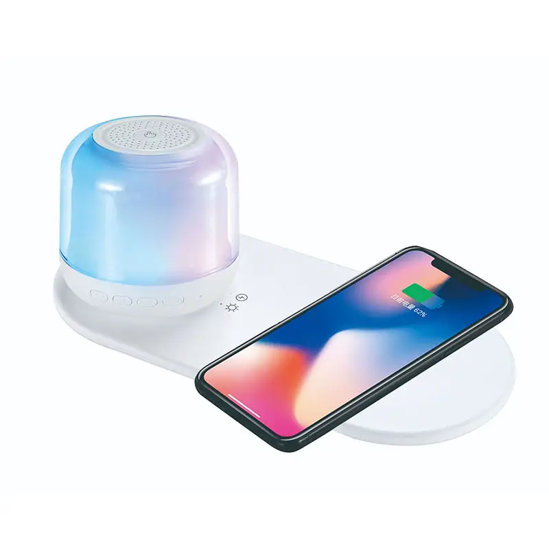 Haut-parleur de maison Bluetooth de haute qualité lumières colorées haut-parleur portable sans fil avec haut-parleur chargeur sans fil