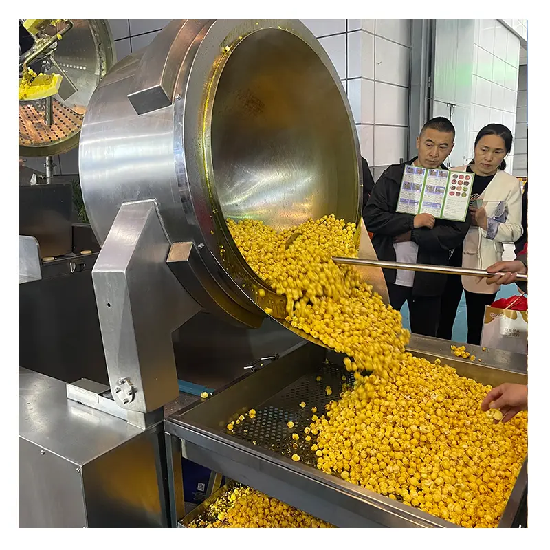 American Big Capacity Commercial Mushroom Caramel Popcorn Machine Popcorn Production Line Factory