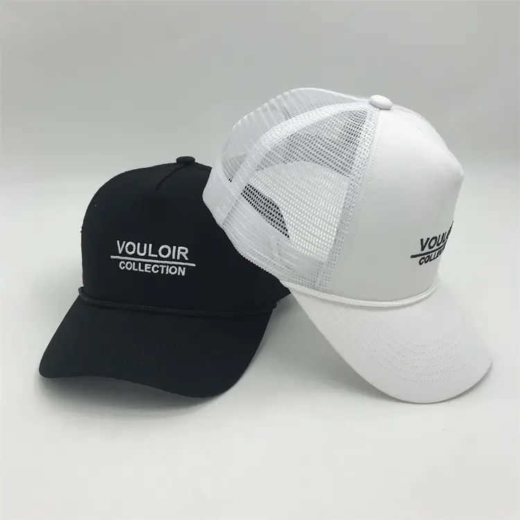 Custom High Quality Embroidery Logo Mesh Truck Hat Classics 5 Panel Mesh Hat With Custom Logo