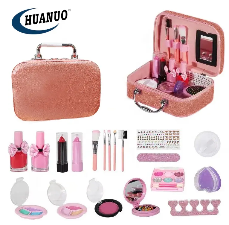 Conjunto de cosméticos laváveis para meninas, kit de maquiagem para crianças
