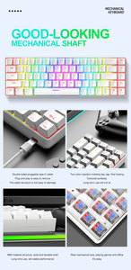 Free Wolf-Teclado mecánico T8 RGB para juegos, teclado luminoso de 68 teclas para ordenador, Notebook, MAC 60% - Product Image 3