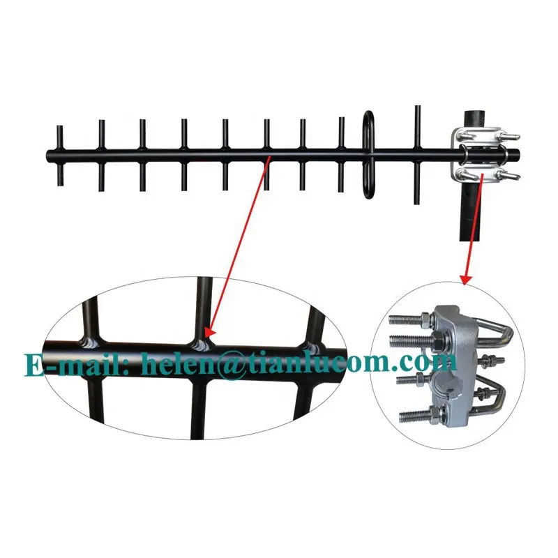 Antena Yagi soldada de aleación de aluminio GSM 860-960MHz, 10 elementos, Antena yagi gsm de alta ganancia, antena direccional 12dBi