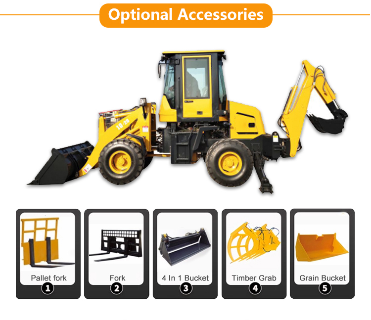 Agriculture Machinery 3 ton 4 wheel drive new backhoe and loader with attachment spare parts mini retroexcavadora