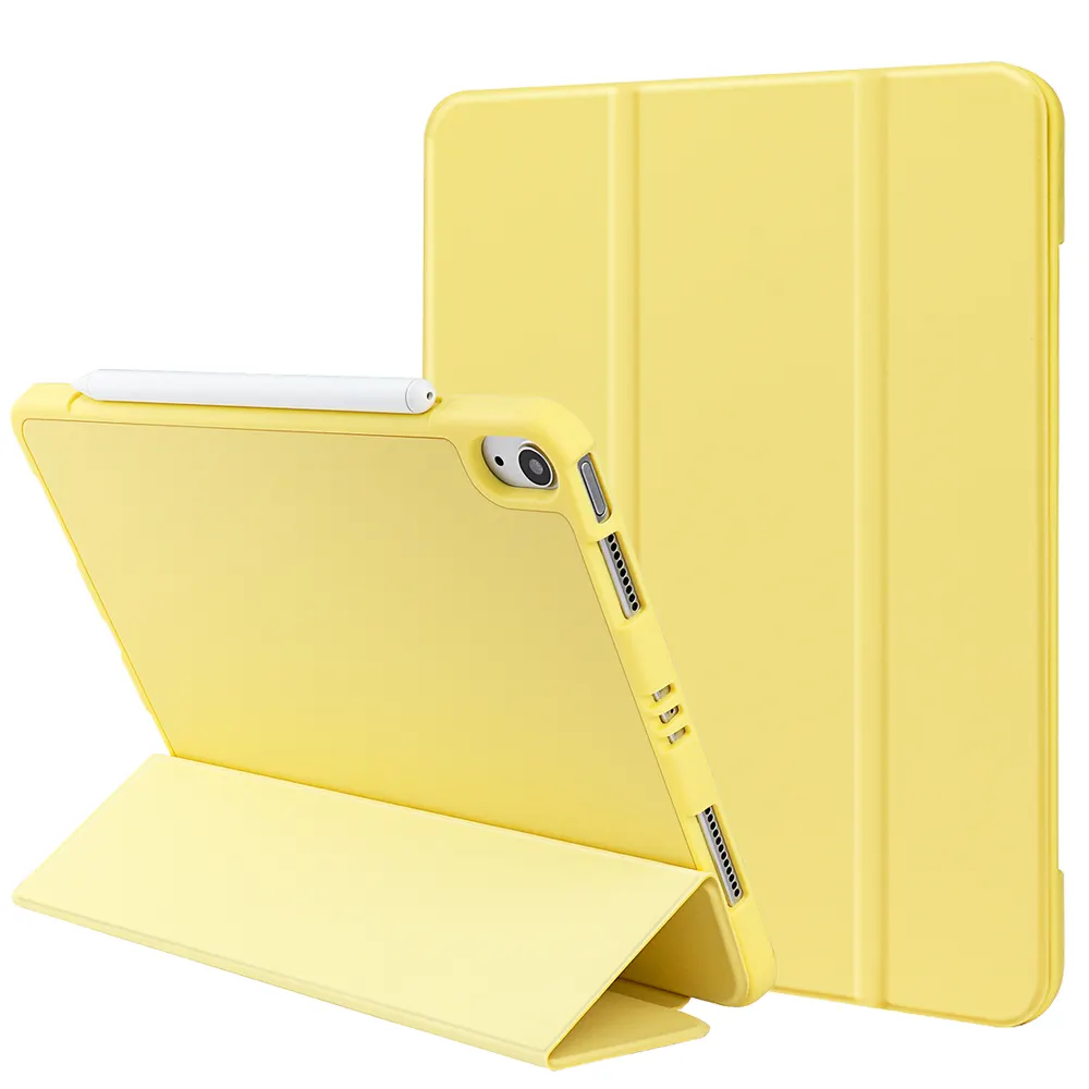 For iPad 9.7/10.2/10.5 Inch Pen Slot Case PU Leather Trifold Ultra Slim Lightweight Stand Case Smart Cover For iPad Mini 4/5/6