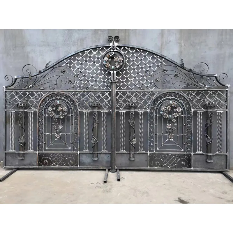 Puerta de Hierro forjado de alta calidad, diseño de puerta de entrada de lujo de metal