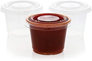 1oz <strong>1</strong>.5 oz Plastic Portion <strong>Cups</strong> with Lids for Jello Shots Condiments Sauces - Product Image 2