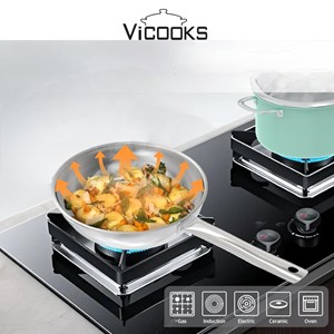 1810 स्टेनलेस स्टील गहरी फ्राइंग पैन को पर्यावरण के अनुकूल फ्लैट फ्राइंग पैन ठंडा हैंडल रखें - Product Image 3